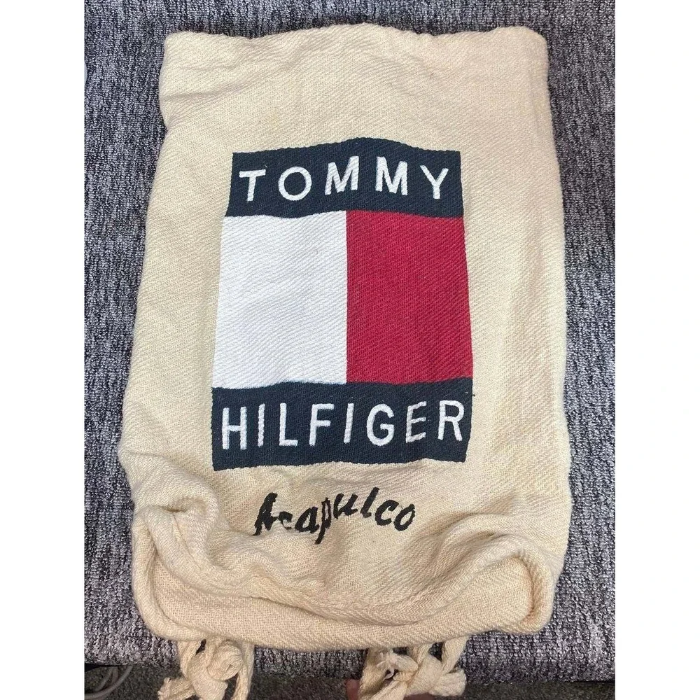 Vintage Tommy Hilfiger Acapulco Drawstring Backpack 90 Spellout Canvas Cinch Bag